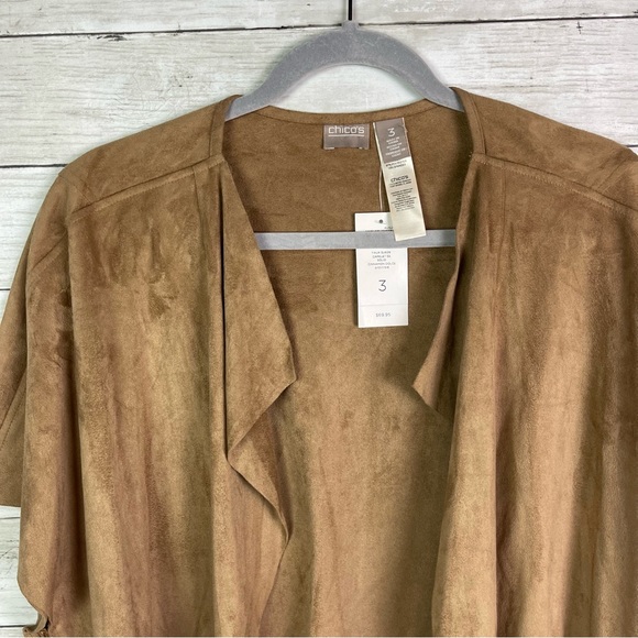 NWT Chico’s Faux Suede Cardigan Brown, size XL(3) - Picture 2 of 5